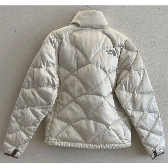 THE NORTH FACE Women Sz XS Aconcagua 550 Down Jacket Ivory/Gray Puffer - Picture 5 of 16
